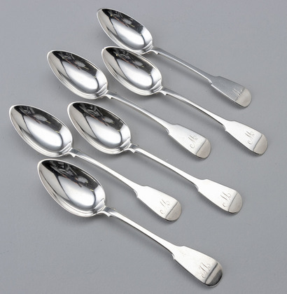 Scottish Provincial Silver Dessert Spoons (Set of 6) - William Ferguson, Elgin